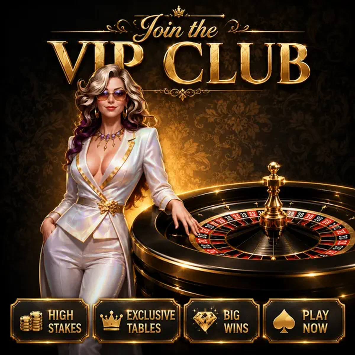 Fortuingodin mascotte naast luxe roulette bij VIP Live Tafels en High-Stake Kamers live casino