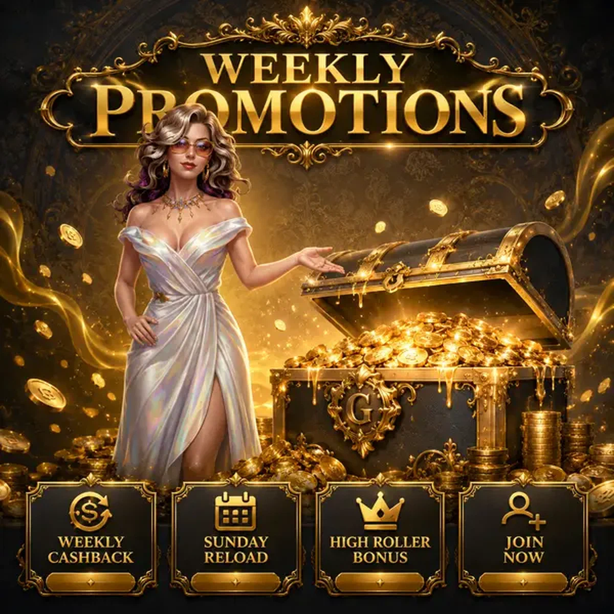 Fortuingodin presenteert wekelijkse promoties bij Weekly and Recurring Promotion Calendar Casino signup